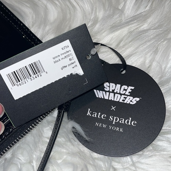 kate spade NWT $158 MSRP Space Invaders Glitter Patent Leather Wristlet - Picture 8 of 12